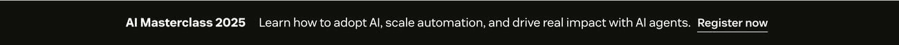 A slim black banner above the Zendesk navigation promoting an AI Masterclass 2025 with a Register now link