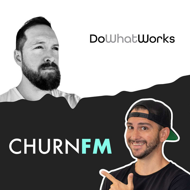 Churn FM episode artwork with Casey Hill and host Andrew Michael either side of the show logo