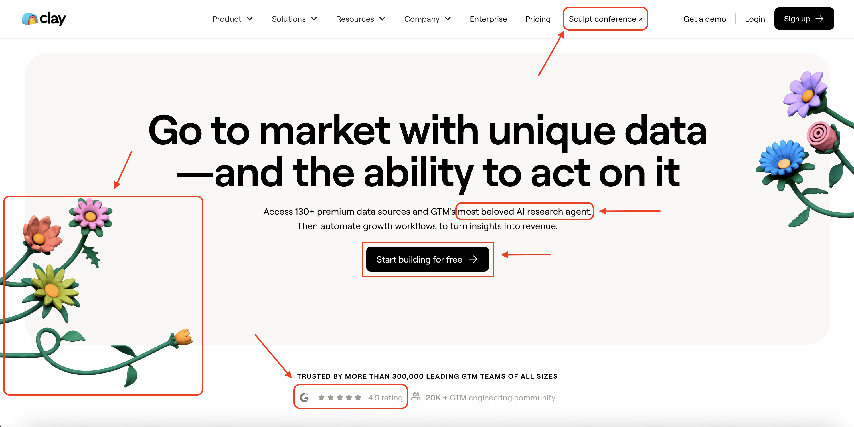 The Clay homepage above the fold